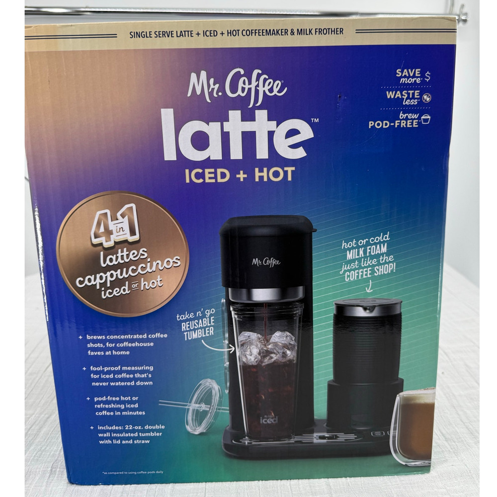MR COFFEE SINGLE SERVE LATTE ICED HOT COFFEEMAKER & MILK FROTHER BRAND NEW - Picture 6 of 6